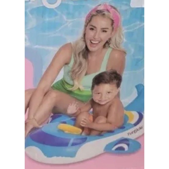 Blue Jet Inflatable Pool Float Ages 1-2 Kids Baby (Girl Or Boy) - Picture 2 of 5